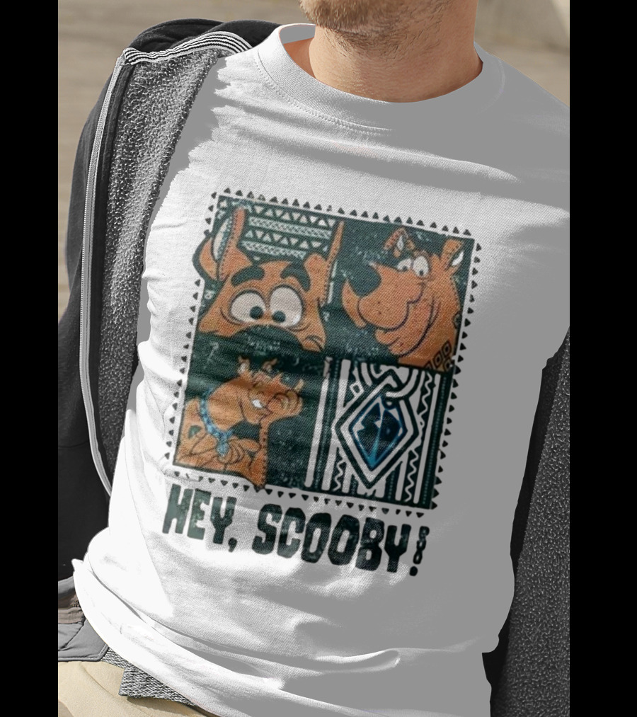 Scooby Doo Hey Scooby With Geometric Patterns And Scooby-Doo Facials T-Shirt