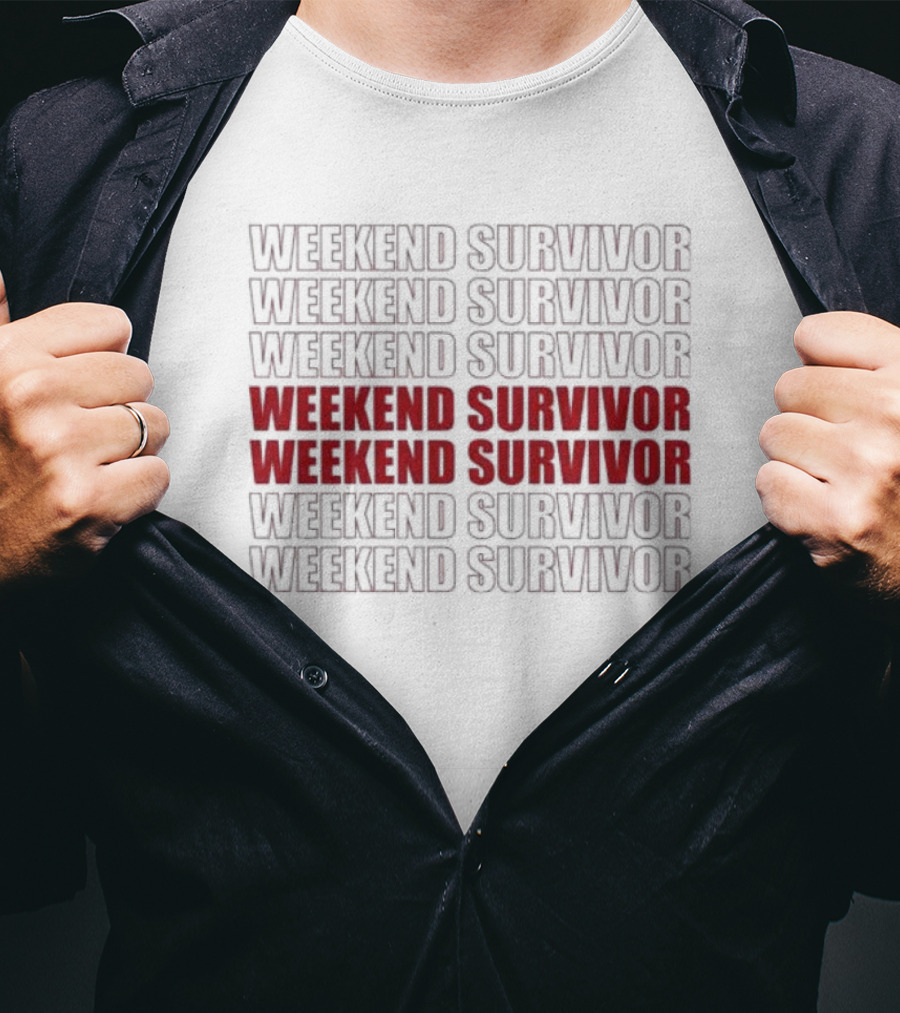 Weekend Survivor Bold Repeated Text T-Shirt