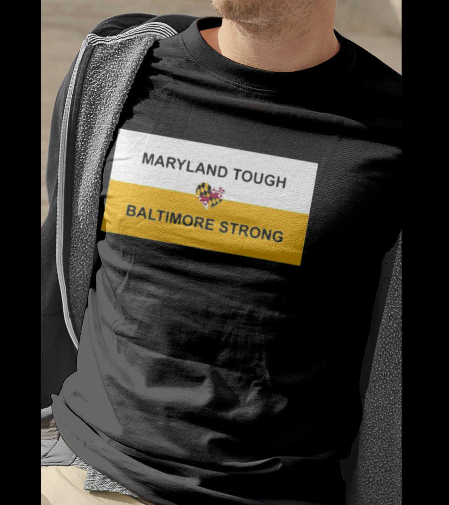 Maryland Tough Baltimore Strong Heart Maryland Flag T-Shirt