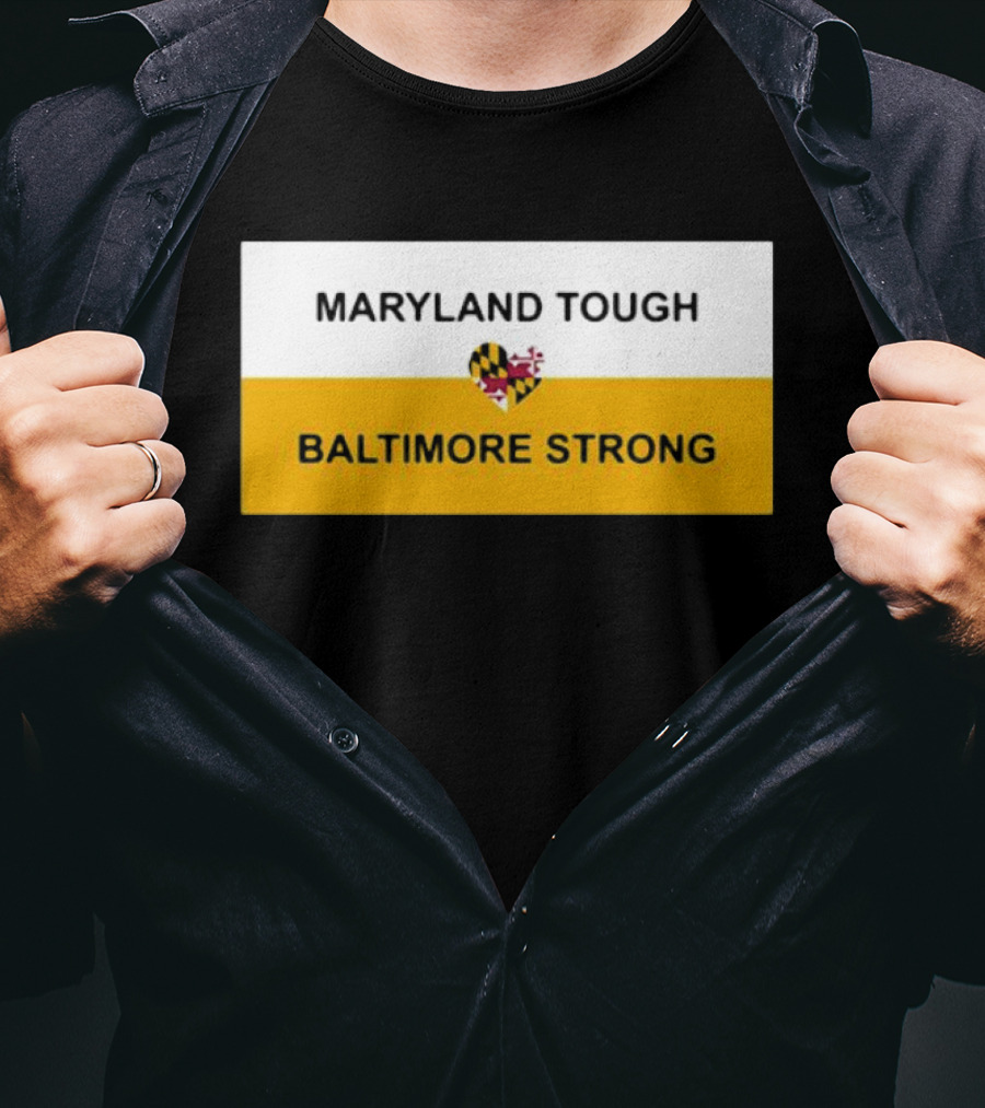 Maryland Tough Baltimore Strong Heart Maryland Flag T-Shirt