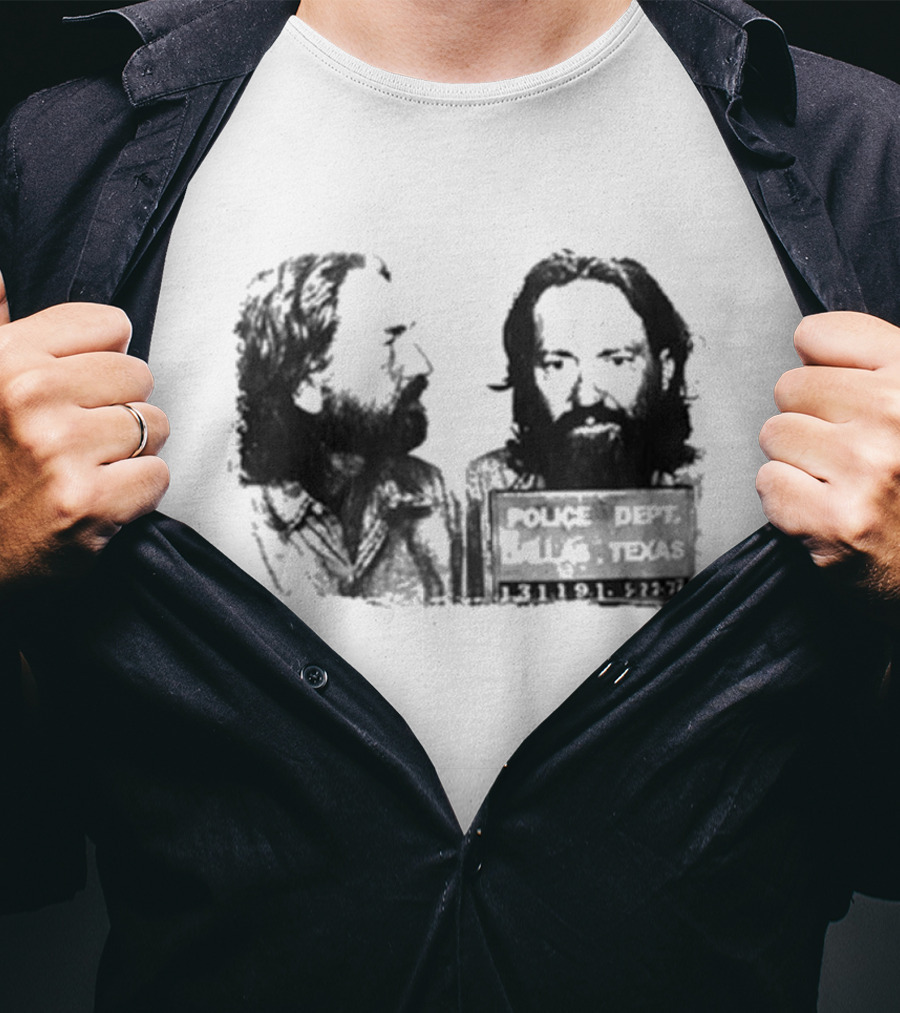 Willie Nelson Police Dept Texas Mugshot Profile T-Shirt