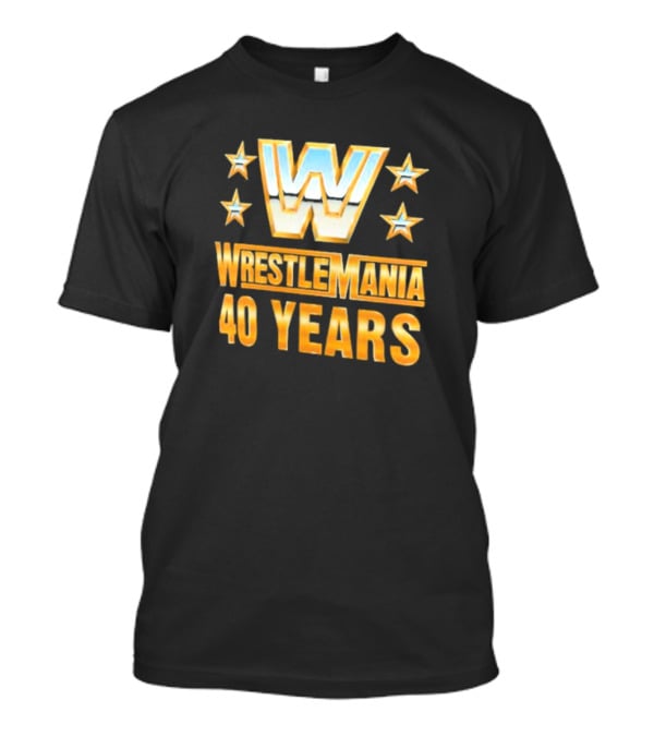 Wrestlemania 40 Years Retro Logo With Stars T-Shirt