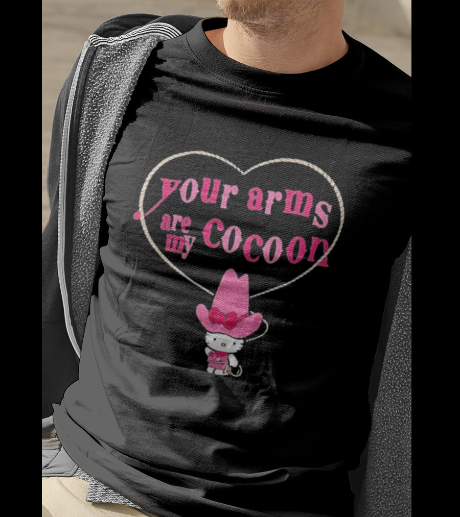 Your Arms Are My Cocoon Hello Kitty Cowboy Hat Rope Heart T-Shirt