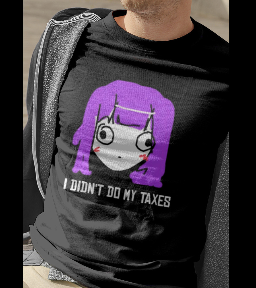 Jusagi Chan I Didn’t Do My Taxes Anime Style Purple Hair Sketch T-Shirt
