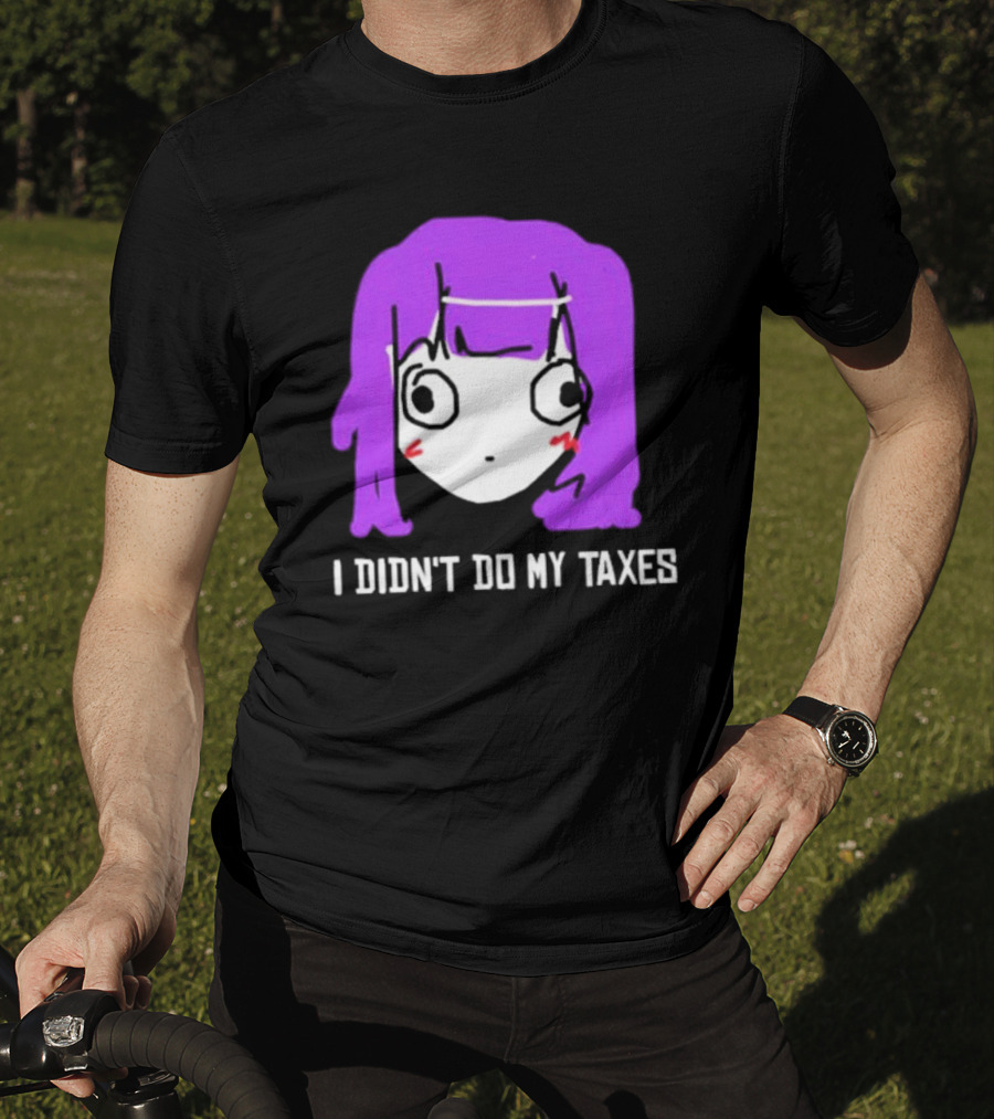 Jusagi Chan I Didn’t Do My Taxes Anime Style Purple Hair Sketch T-Shirt