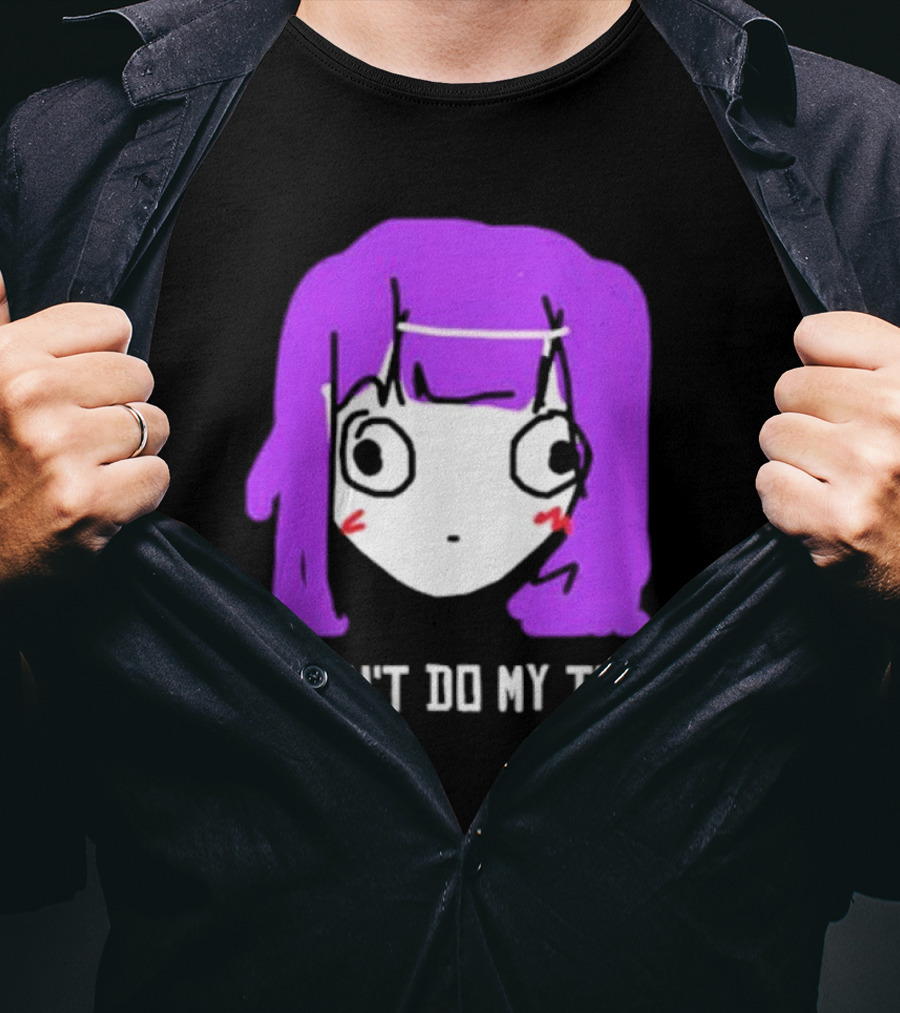 Jusagi Chan I Didn’t Do My Taxes Anime Style Purple Hair Sketch T-Shirt