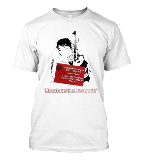 Happy Birthday To Both Legends: 1. Karl Marx 2. The Last Albanian Communist Beq O. Mark Escalate The Struggle T-Shirt