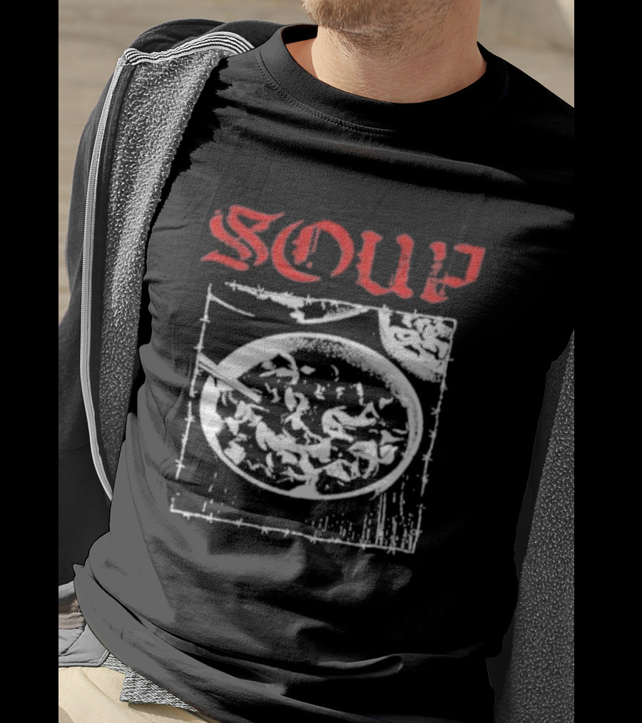 Soup Bowl With Red Hardcore Typography T-Shirt