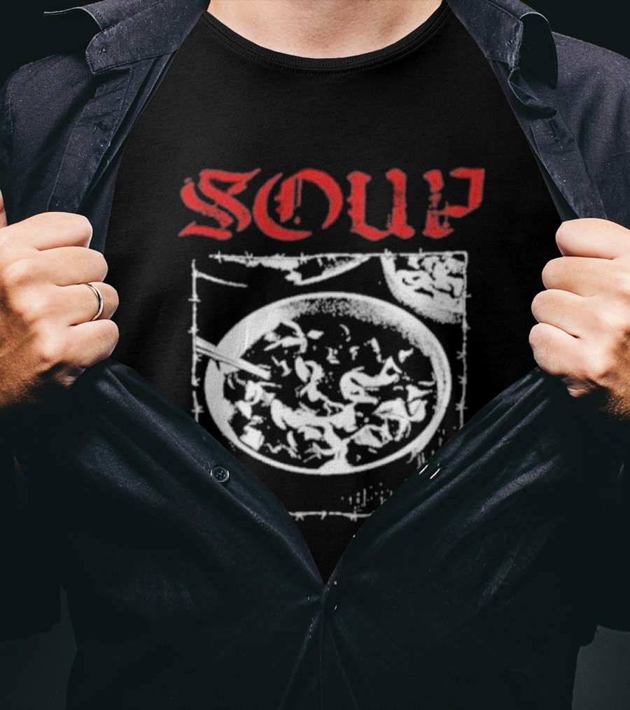 Soup Bowl With Red Hardcore Typography T-Shirt
