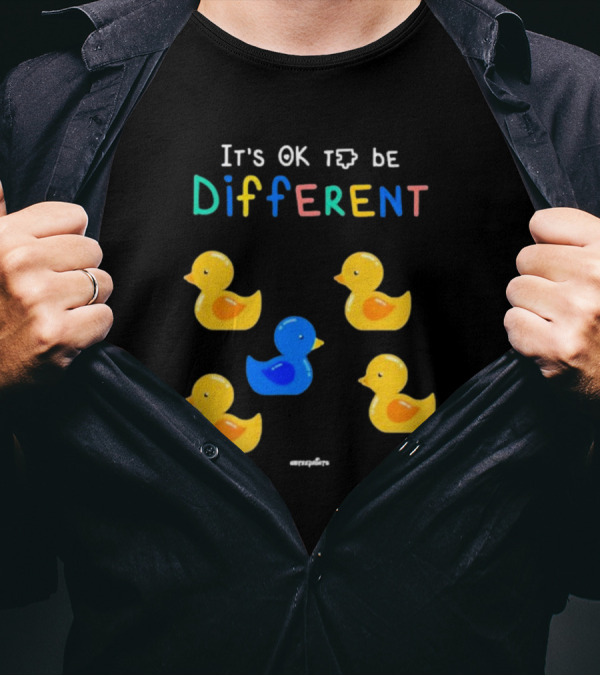 It's OK To Be Different Cute Yellow And Blue Ducklings T-Shirt