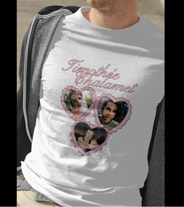 Timothée Chalamet Pink Heart Collage T-Shirt
