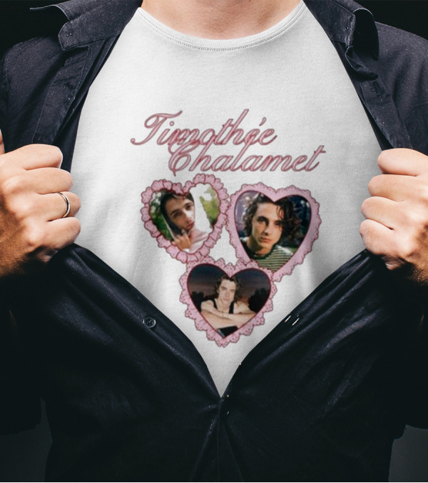 Timothée Chalamet Pink Heart Collage T-Shirt