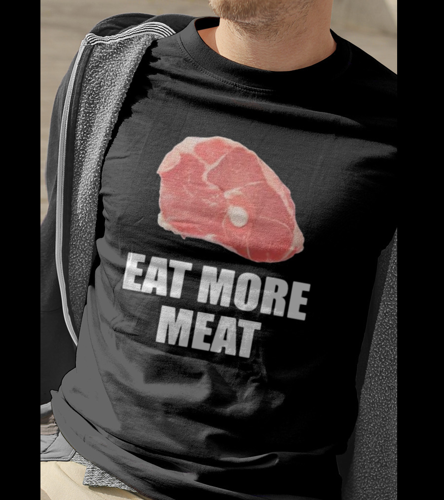 Oscar De La Hoya Wearing Eat More Meat Steak Slice T-Shirt