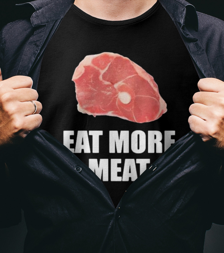 Oscar De La Hoya Wearing Eat More Meat Steak Slice T-Shirt