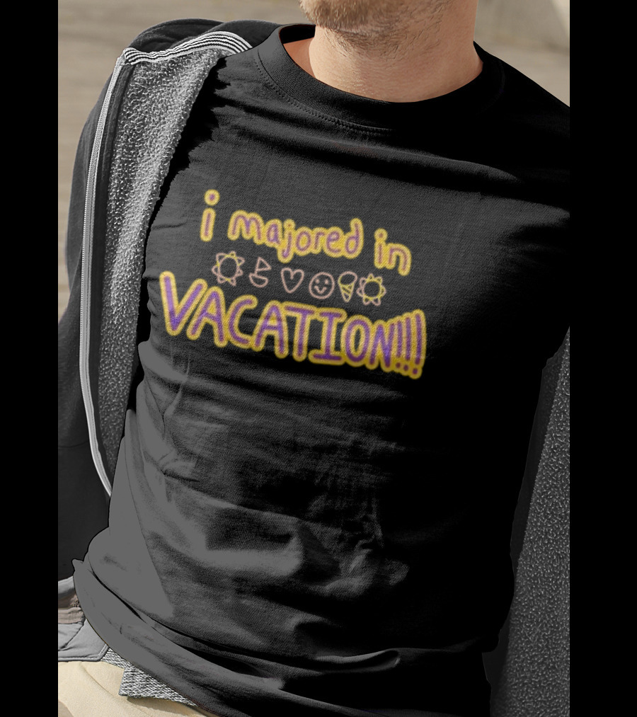 Wes10 Weston Koury I Majored In Vacation Icons Sun Heart Smiley Cone T-Shirt