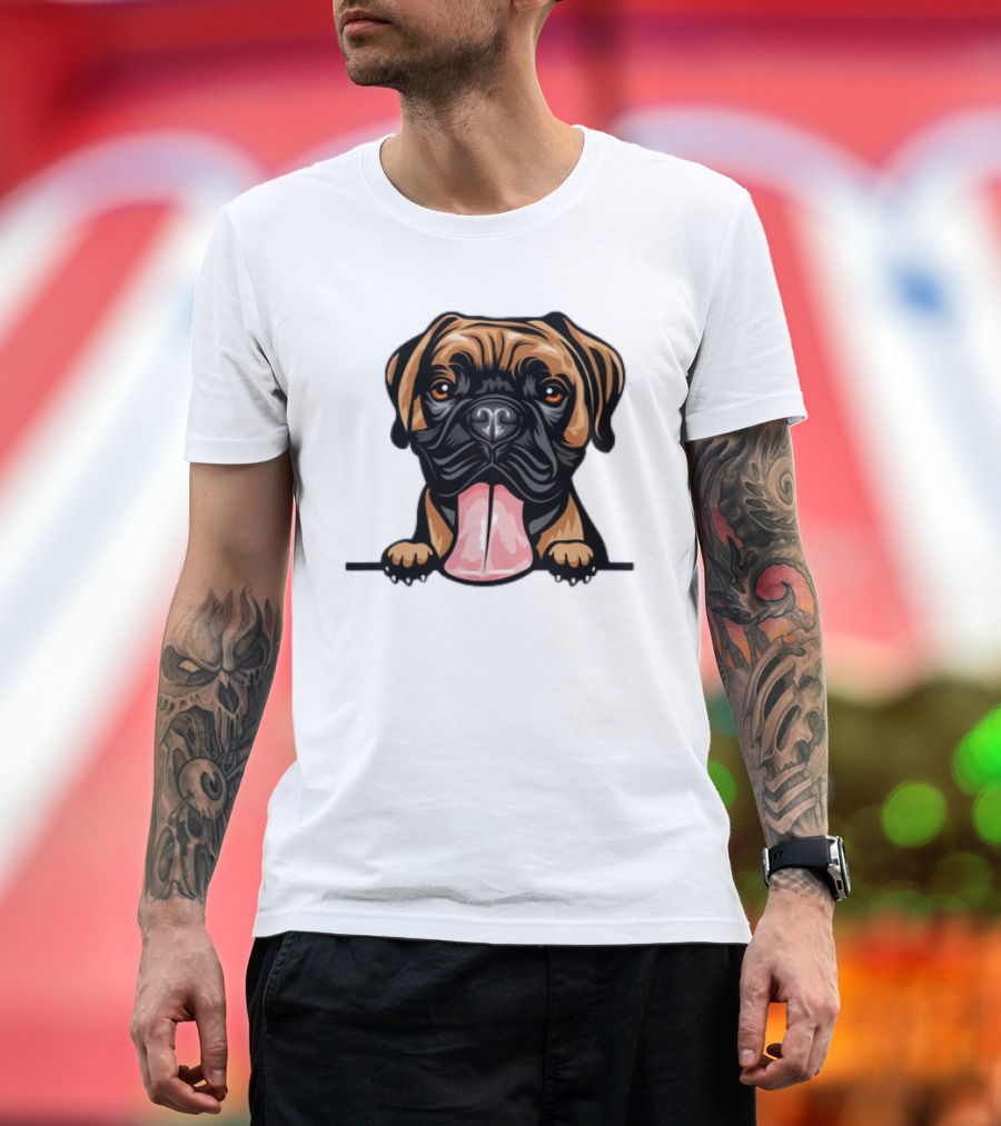 Animal Dog Boxer Peeking Over Edge 8jjj4rfff Colorful T-Shirt