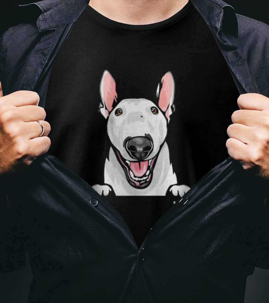 Animal Dog Bull Terrier Peeking With Ears And Nose T-Shirt