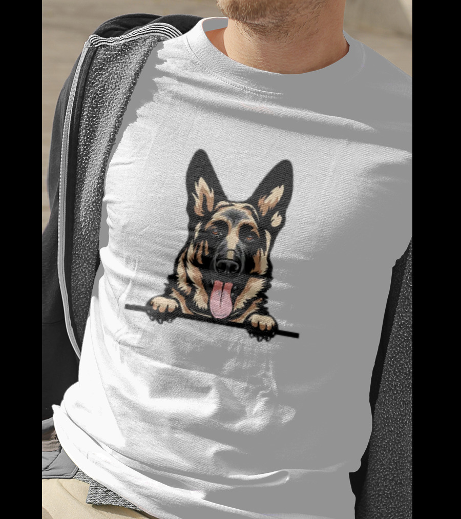 German Shepherd Dog Peeking Design Animal R5fvgb Color T-Shirt
