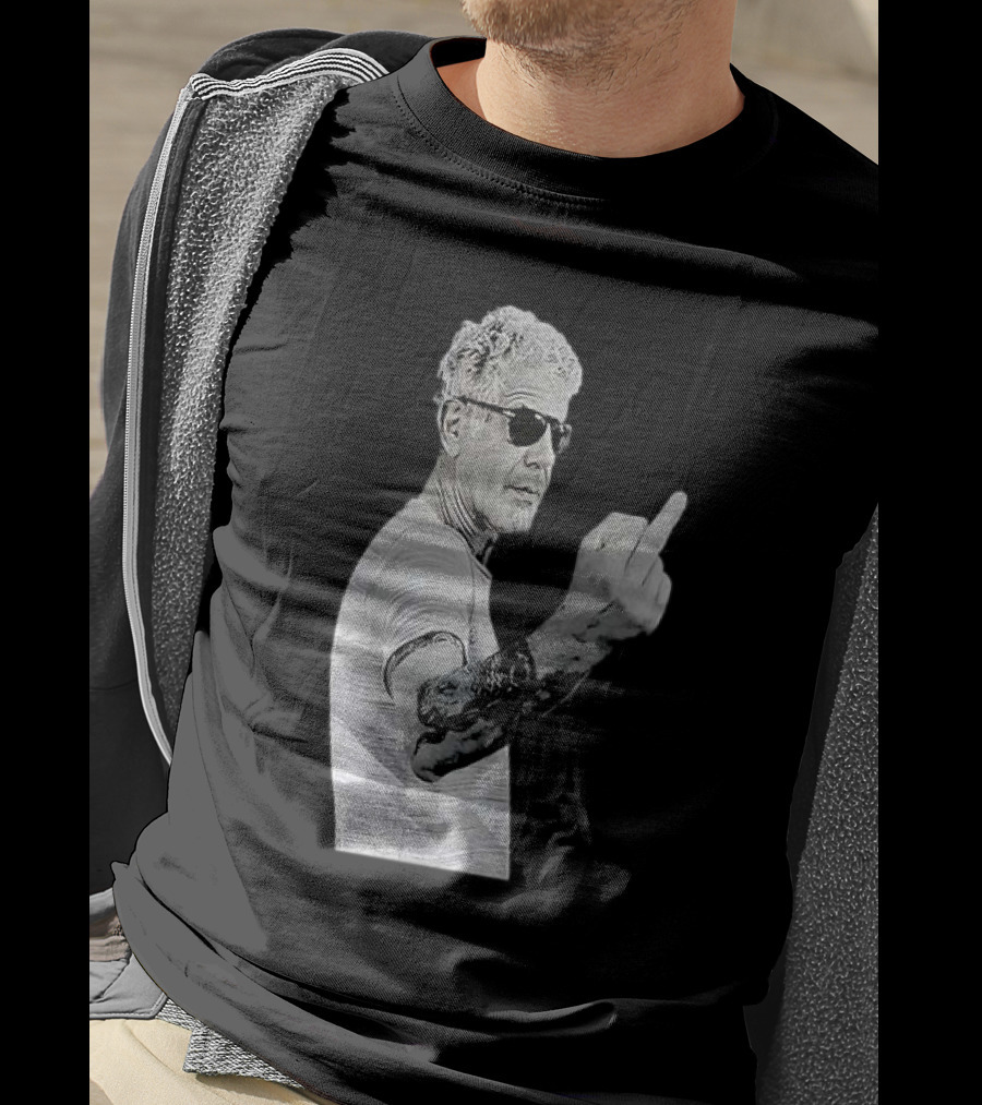 Anthony Bourdain Iconic Middle Finger Gesture T-Shirt