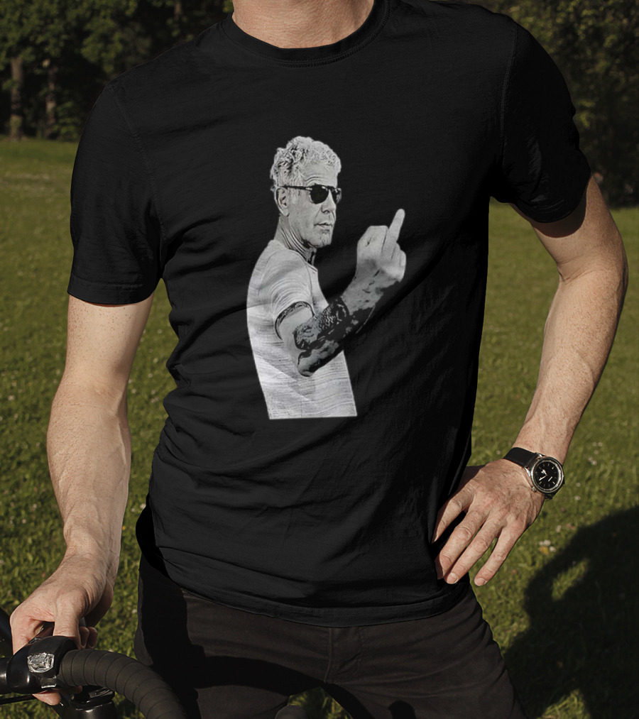 Anthony Bourdain Iconic Middle Finger Gesture T-Shirt