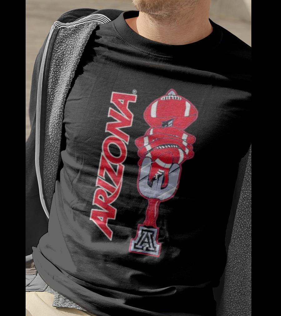 Arizona Football Turnover Sword With Red Helmet Stack And 'A' Emblem T-Shirt