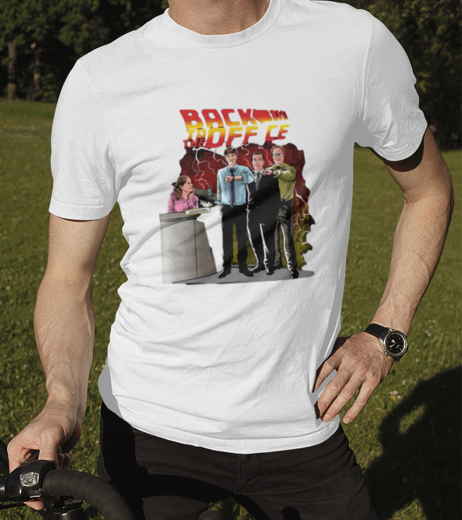 Back To The Office Men At Reception: Humorous Nostalgia With Lightning Burst T-Shirt