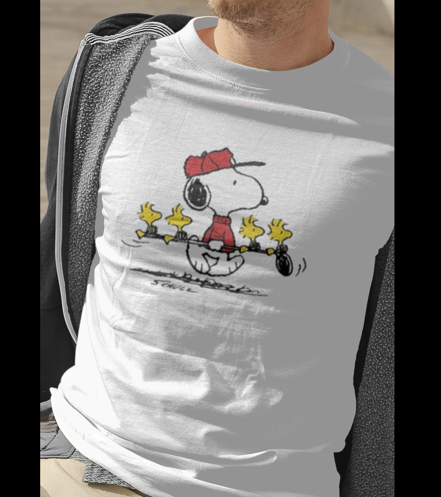 Snoopy Fishing With Woodstock Crew Summer Peanuts T-Shirt