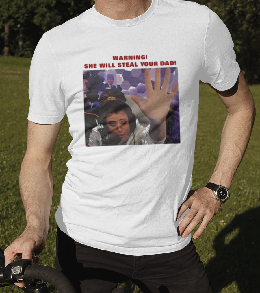 Warning She Will Steal Your Dad Raised Hand Microphone Scene T-Shirt