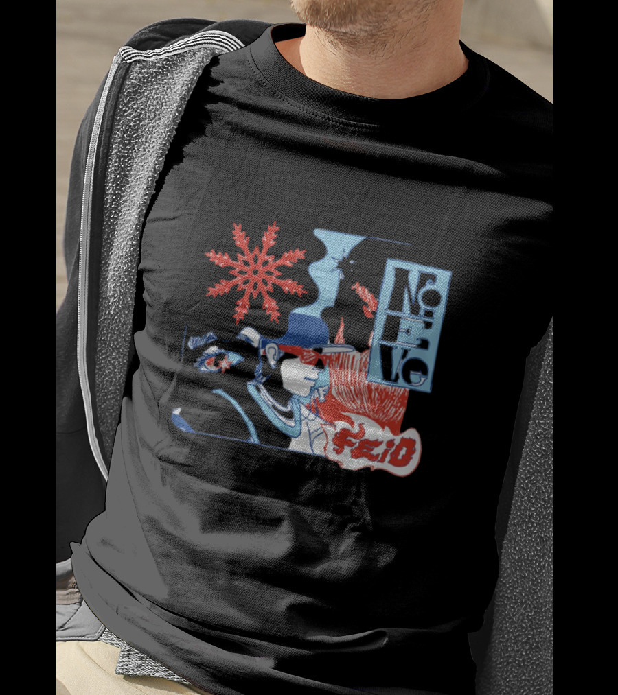 Ferxxo Merch Store Feid Nieve Snowflake Graphic Hip-Hop T-Shirt
