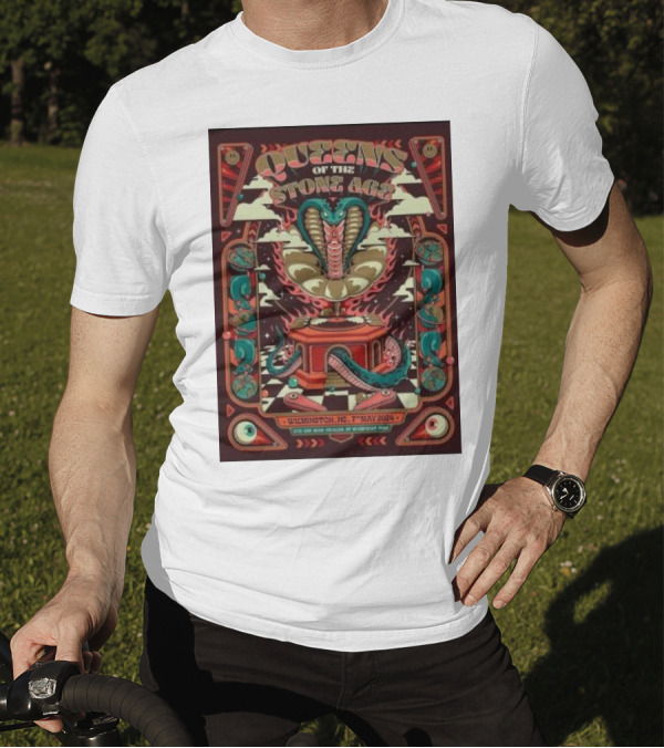 Queens Of The Stone Age Wilmington NC 7 May 2024 Concert Poster Cobra Snake T-Shirt