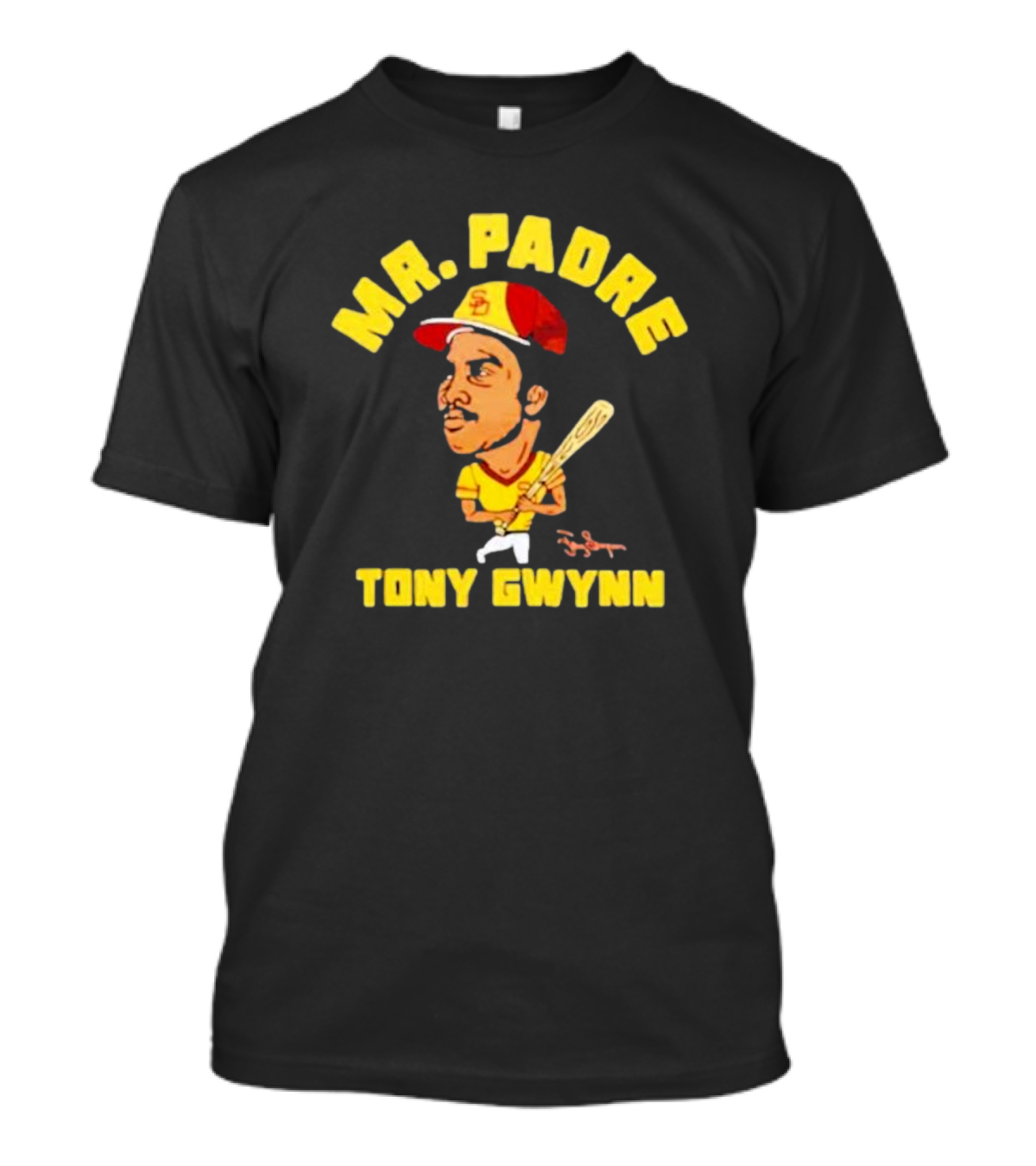 Mr. Padre Tony Gwynn Signature San Diego Baseball Player Cartoon T-Shirt