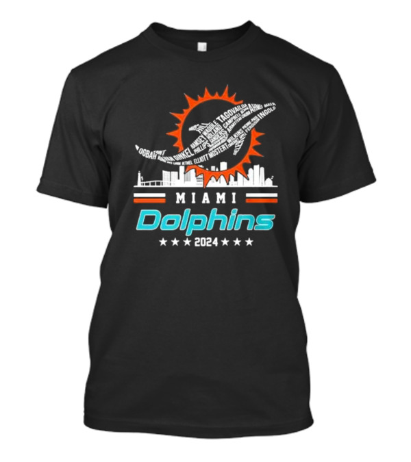 Miami Dolphins 2024 Player Names Skyline Iconic T-Shirt