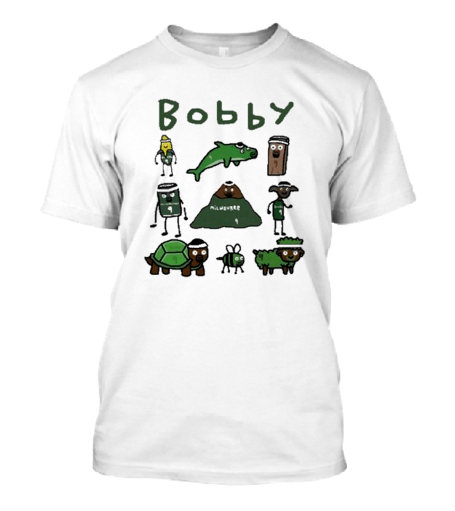 Bobby Milwaukee Nine Characters With Animals And Mountain T-Shirt