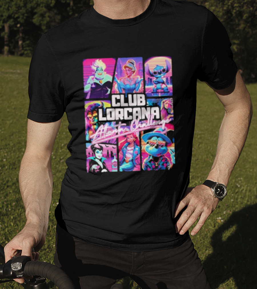 Club Lorcana Atlanta Challenge Ursula Cinderella Stitch 80s Neon T-Shirt