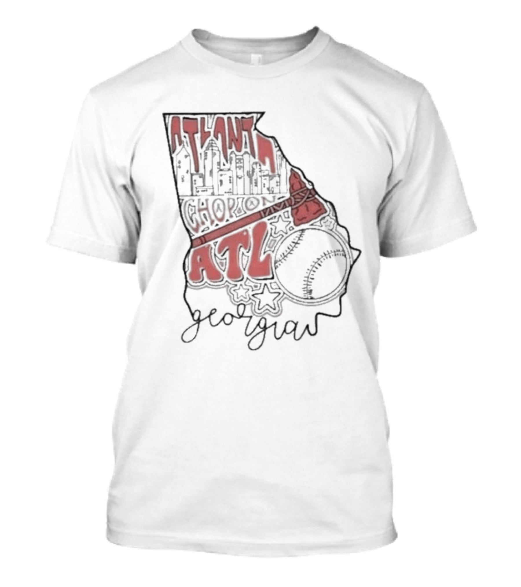 Atlanta Chop On ATL Georgia Baseball Map T-Shirt