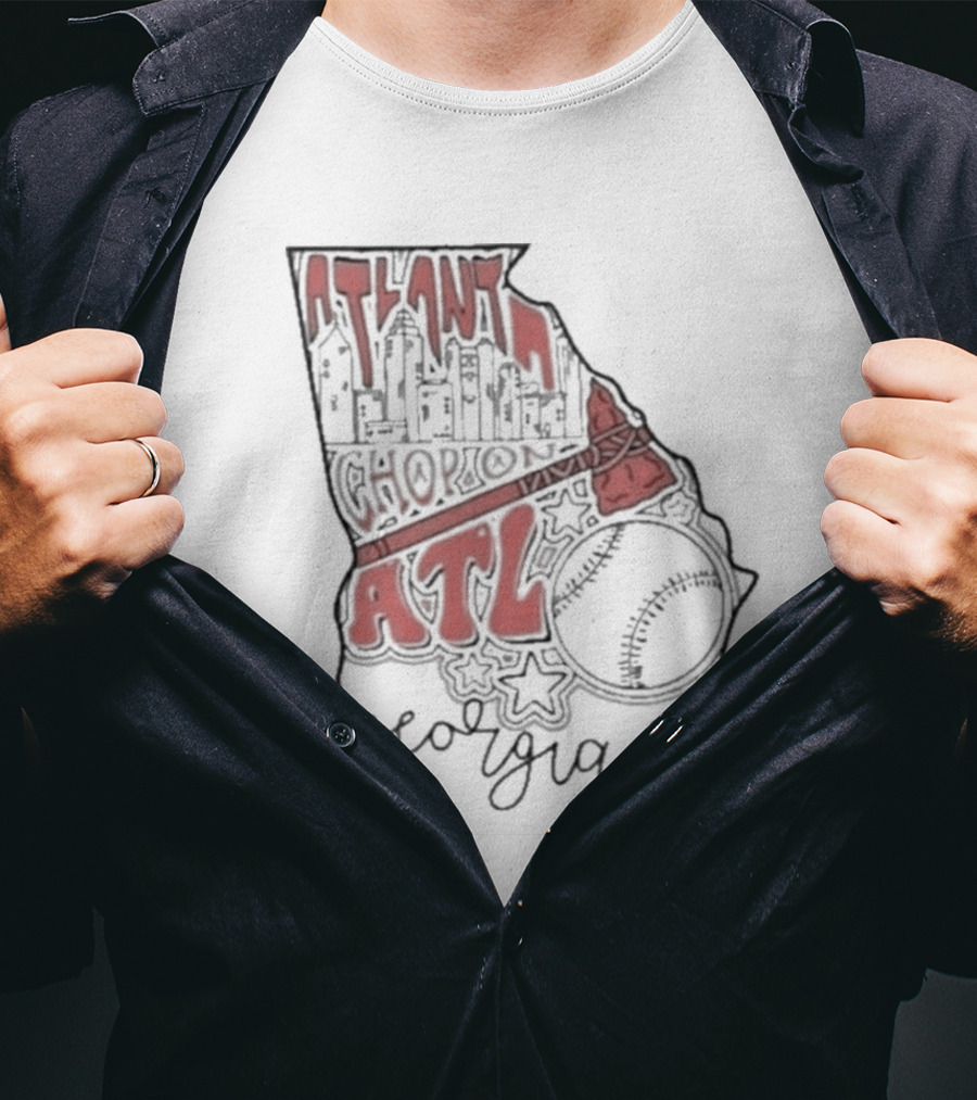 Atlanta Chop On ATL Georgia Baseball Map T-Shirt