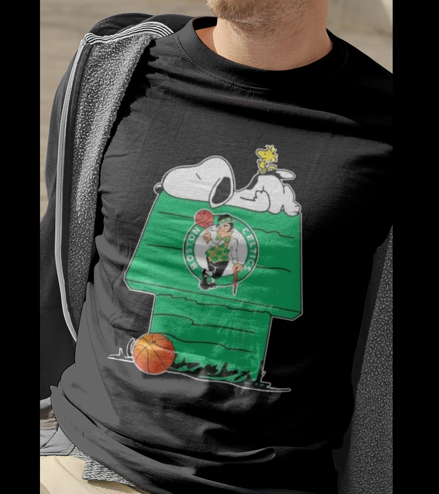 Peanuts Snoopy Woodstock Boston Celtics Basketball House T-Shirt