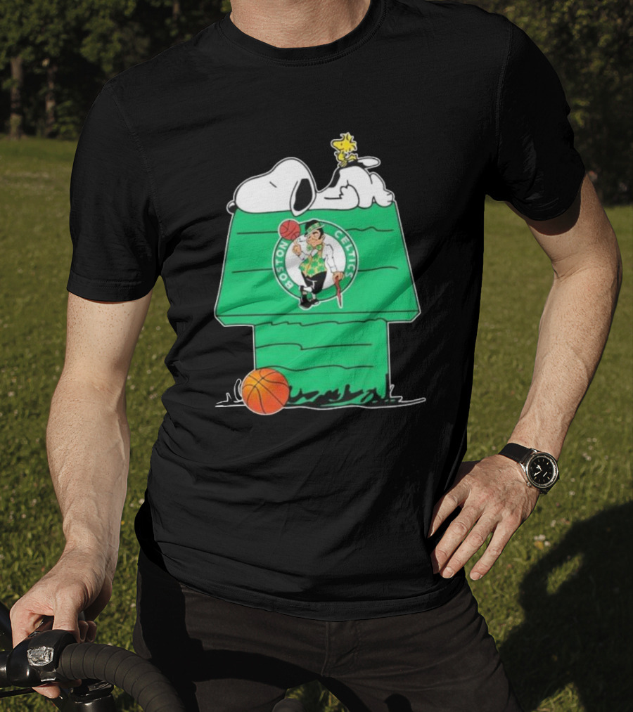 Peanuts Snoopy Woodstock Boston Celtics Basketball House T-Shirt