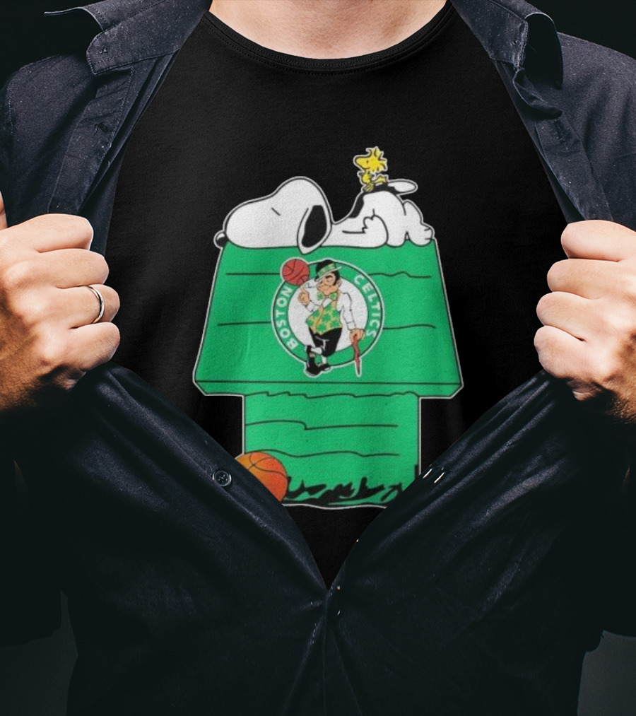 Peanuts Snoopy Woodstock Boston Celtics Basketball House T-Shirt