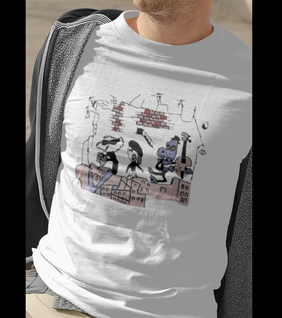 Retro Rad Puppet Band Brick Wall Jam Session T-Shirt