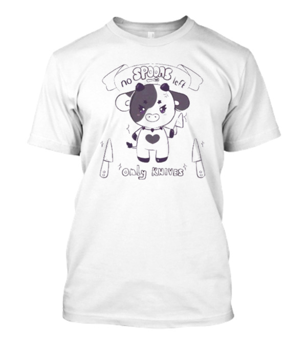 No Spoons Left Only Knives Sugary Carousel Cow With Heart And Knives T-Shirt
