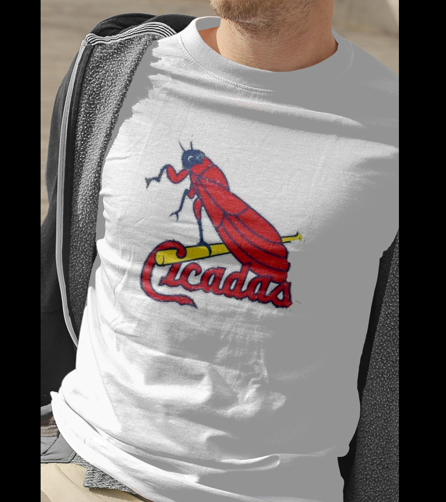 St. Louis Cicadas Red Insect Mascot Baseball Team T-Shirt