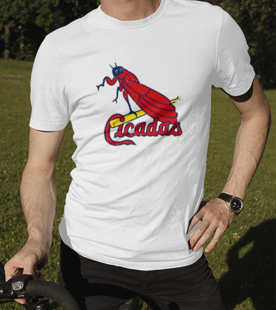 St. Louis Cicadas Red Insect Mascot Baseball Team T-Shirt