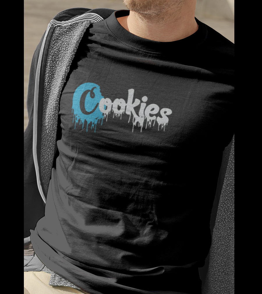 Cookies Dripping Text Blue T-Shirt