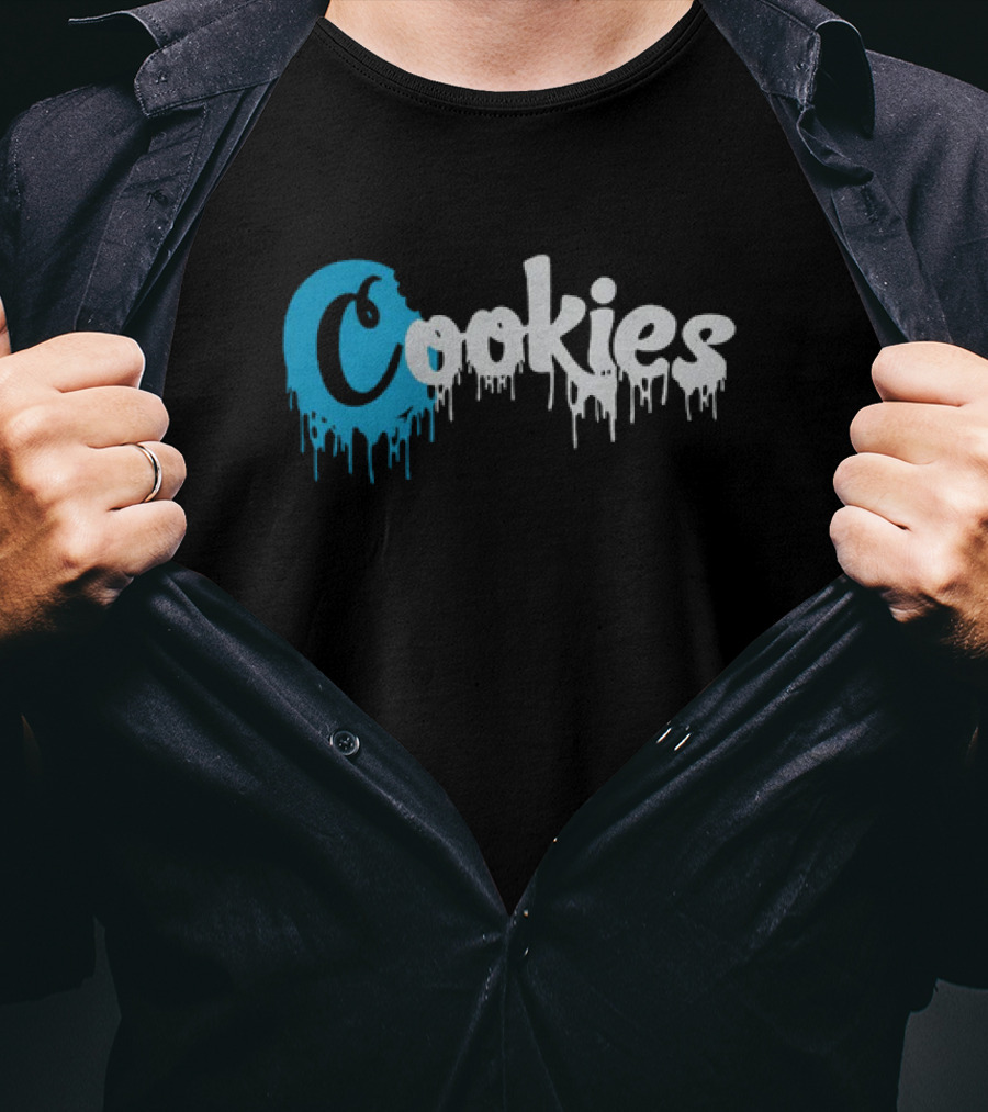 Cookies Dripping Text Blue T-Shirt