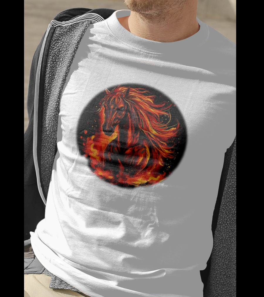 Fiery Horse With Flames For Funny Horse Lovers T-Shirt