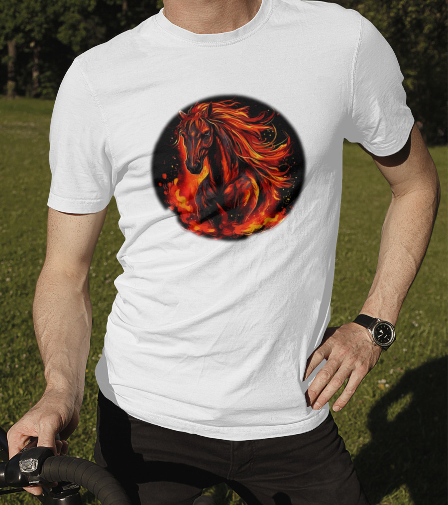 Fiery Horse With Flames For Funny Horse Lovers T-Shirt