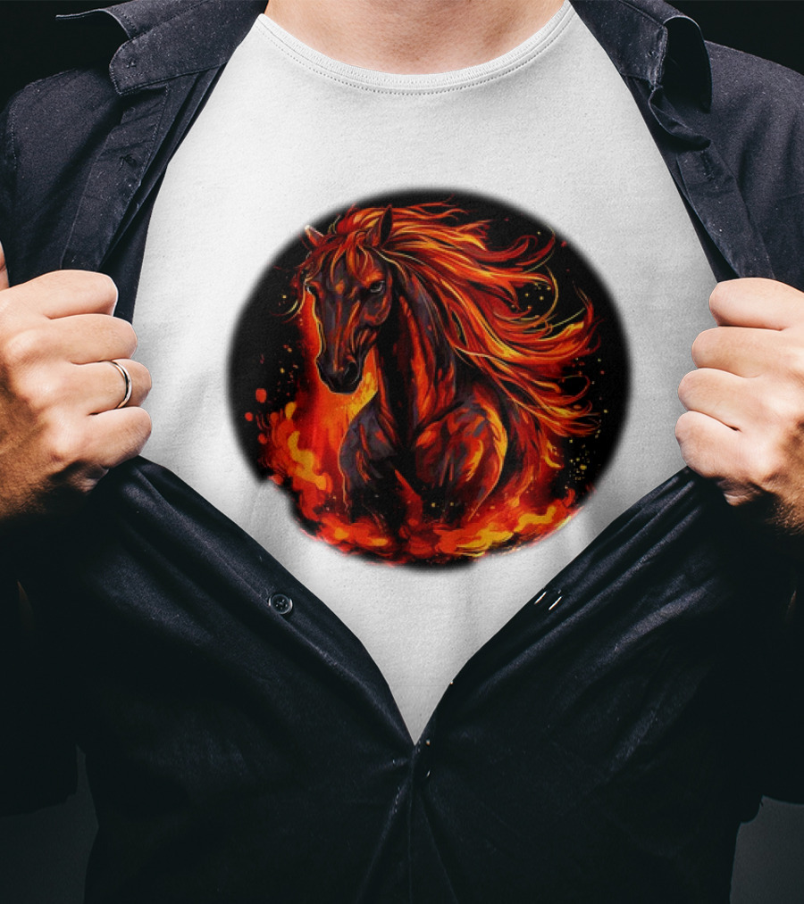 Fiery Horse With Flames For Funny Horse Lovers T-Shirt