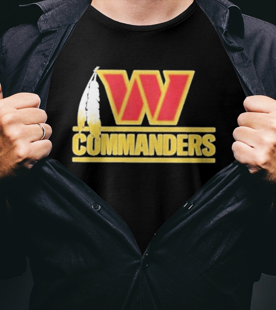 Coach Dan Quinn Commanders Logo W Feather T-Shirt