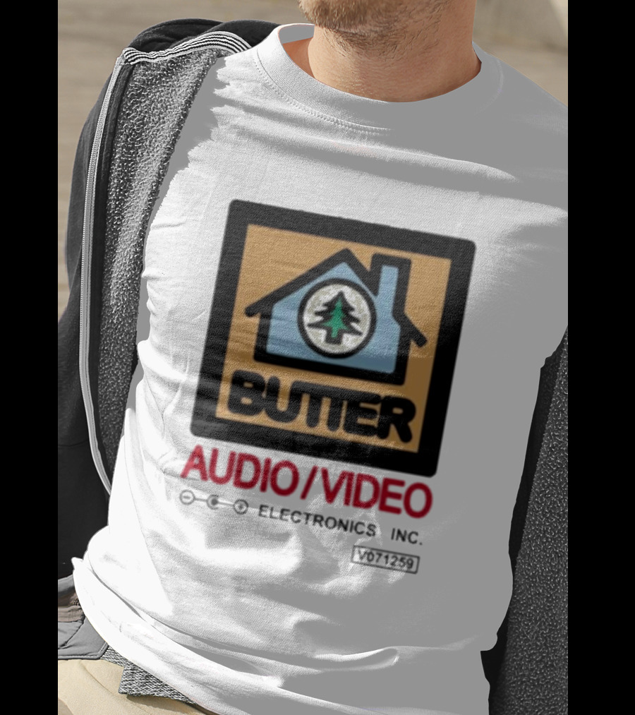 Tommyinnit Wearing Butter Audio Video Electronics Inc. House Symbol With Tree T-Shirt